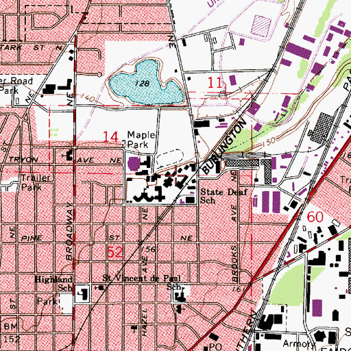 Topographic Map of Deaf School (historical), OR