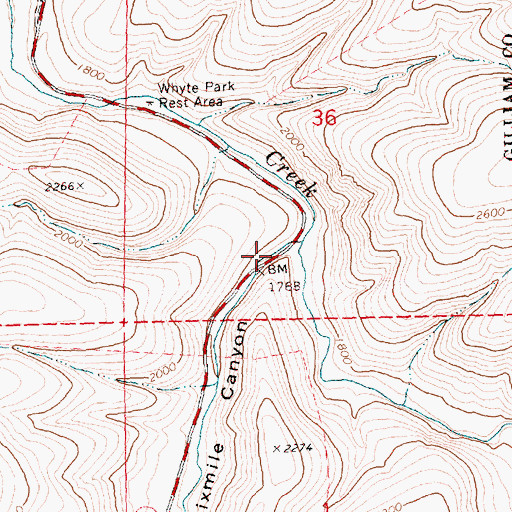 Topographic Map of Sixmile Creek, OR