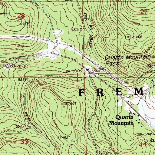 Topographic Map of Quartz Mountain Sno-Park, OR