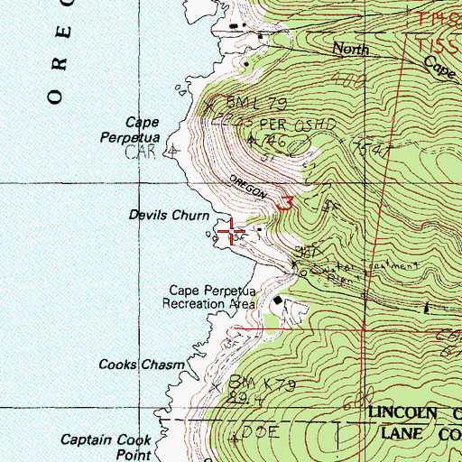 Topographic Map of Restless Waters Trailhead, OR