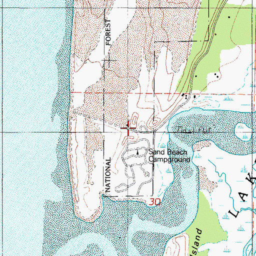 Topographic Map of East Dunes Recreation Site, OR
