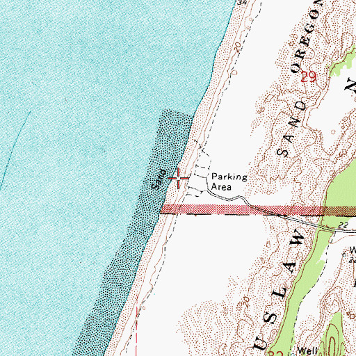 Topographic Map of Horsfall Beach Recreation Site, OR