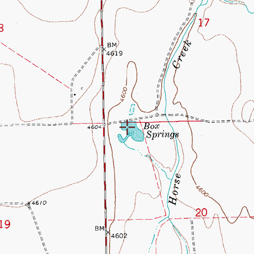Topographic Map of Box Springs, CO