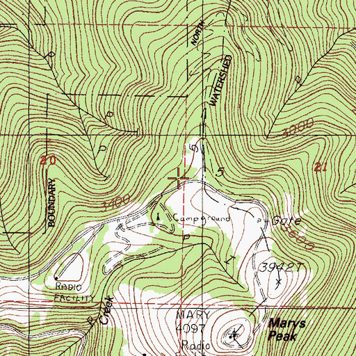 Topographic Map of North Ridge Sno-Park (historical), OR