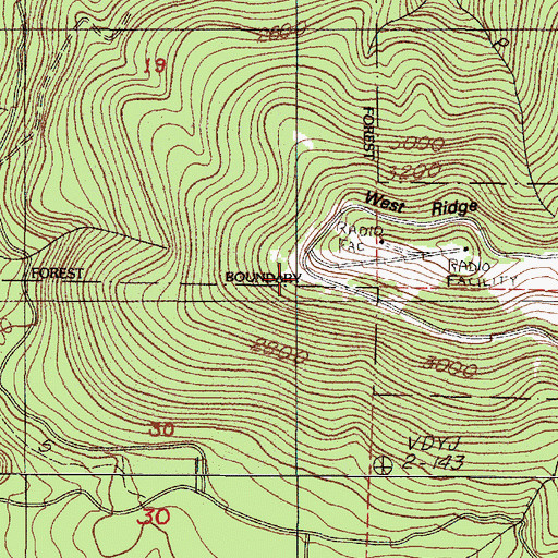 Topographic Map of Westpoint Sno-Park (historical), OR