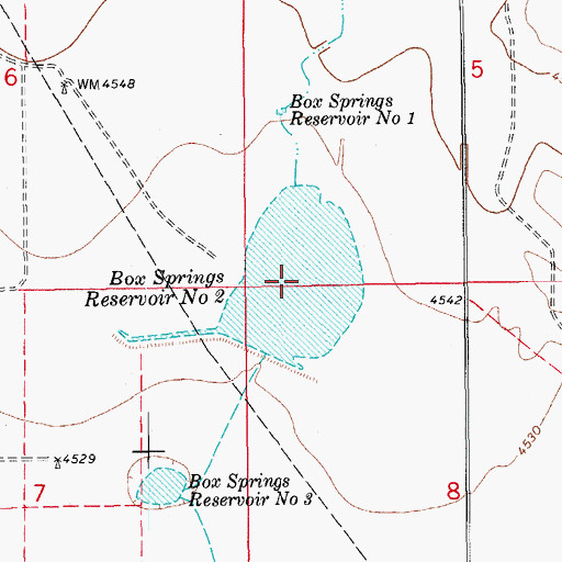 Topographic Map of Box Springs Reservoir Number 2, CO