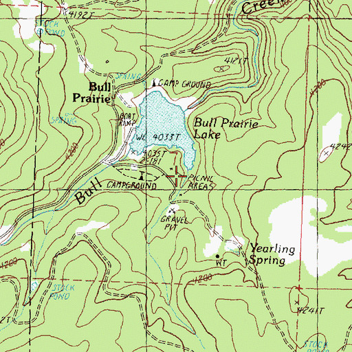 Topographic Map of Bull Prairie Recreation Site, OR