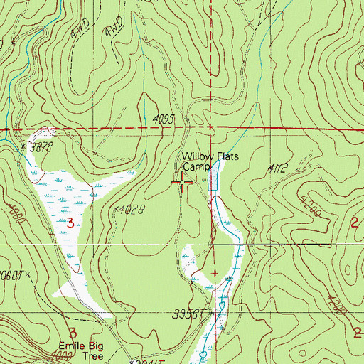 Topographic Map of Willow Flats Recreation Site, OR