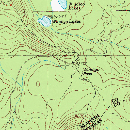 Topographic Map of Windigo Pass Recreation Site, OR