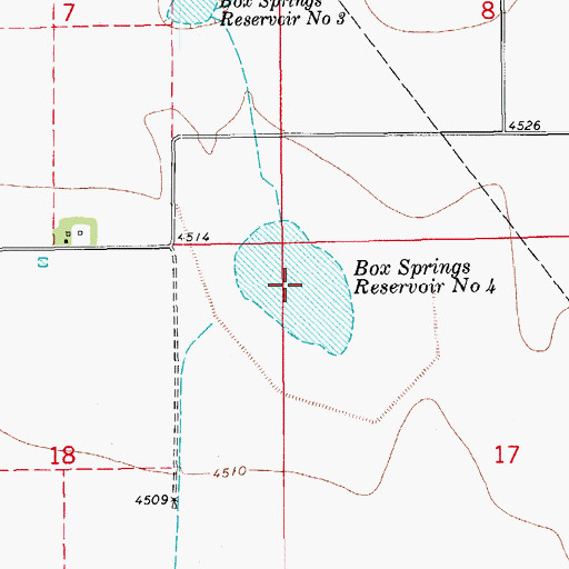 Topographic Map of Box Springs Reservoir Number 4, CO