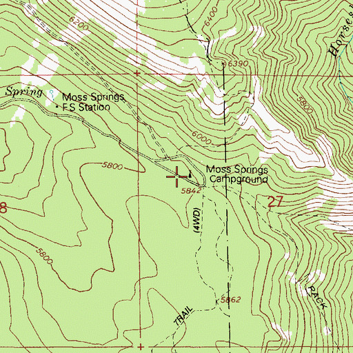 Topographic Map of Moss Springs Horse Camp, OR