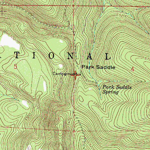 Topographic Map of Park Saddle Recreation Site, OR