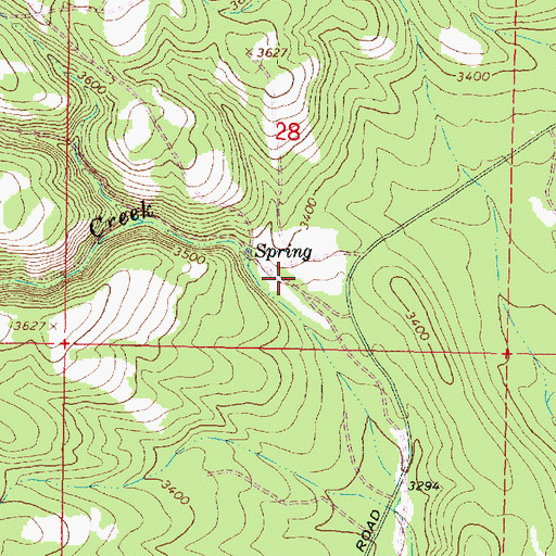 Topographic Map of Spring Creek Recreation Site, OR