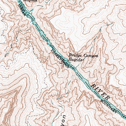 Topographic Map of Bridge Canyon Rapids, AZ