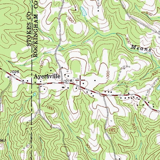 Topographic Map of Ayersville Cemetery, NC