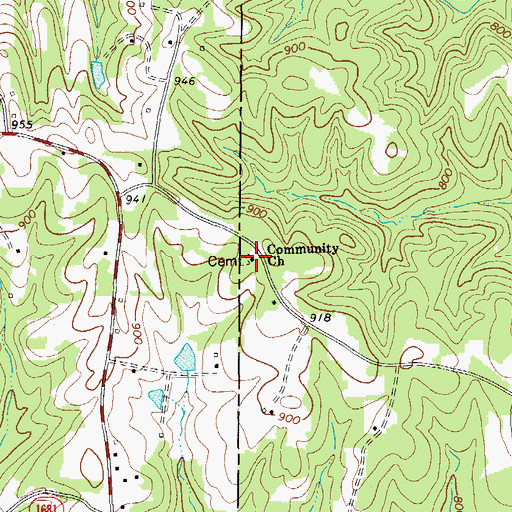 Topographic Map of Community Baptist Church, NC