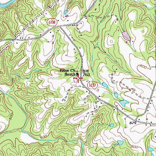 Topographic Map of Eden Cemetery, NC