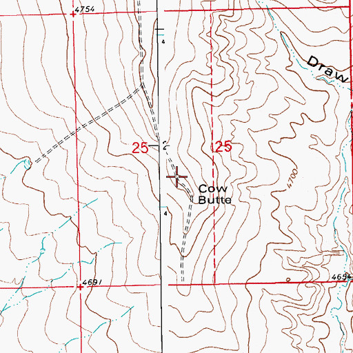 Topographic Map of Cow Butte, CO