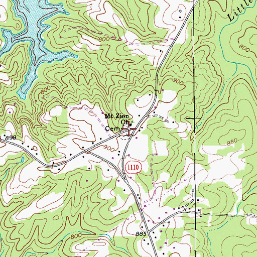 Topographic Map of Mount Zion Cemetery, NC