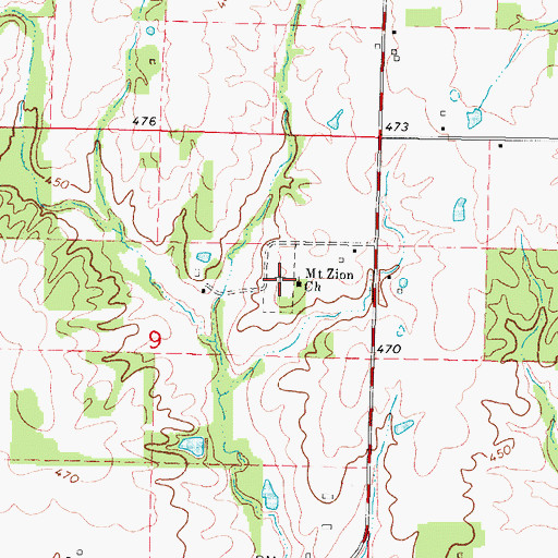 Topographic Map of Mount Zion Cemetery, IL