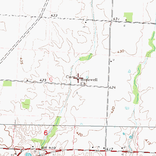 Topographic Map of Hopewell Cemetery, IL
