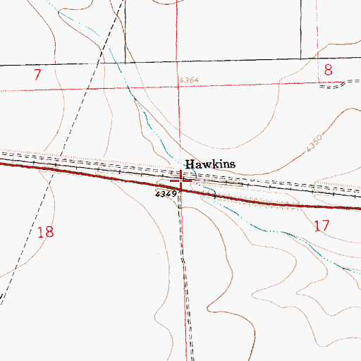 Topographic Map of Hawkins, CO