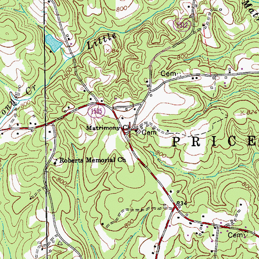 Topographic Map of Matrimony, NC