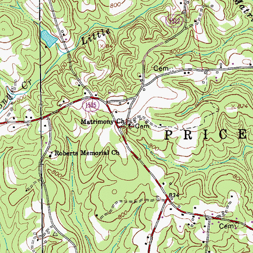 Topographic Map of Matrimony School (historical), NC