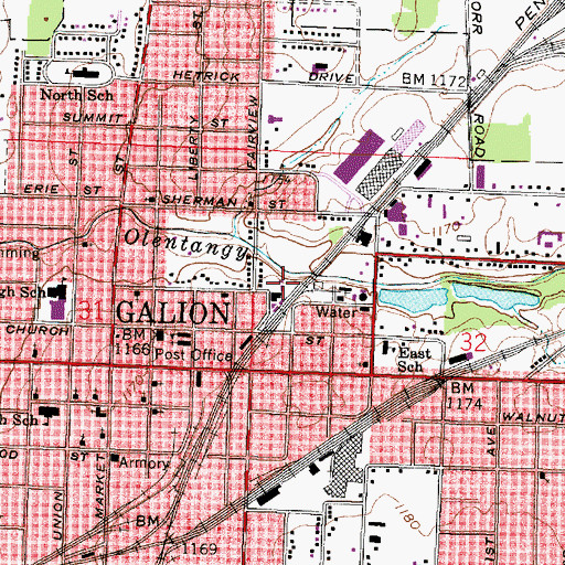 Topographic Map of Township of Galion City, OH