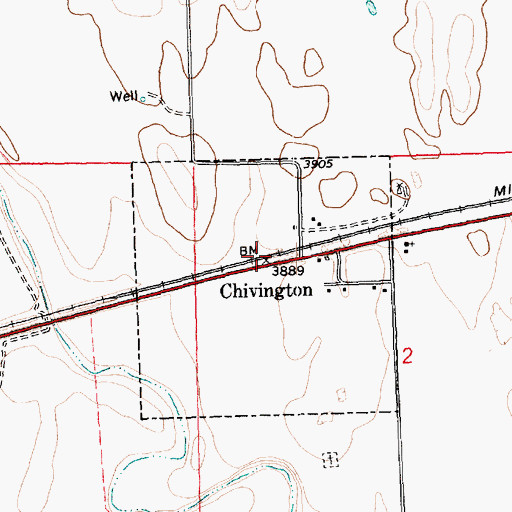 Topographic Map of Chivington, CO