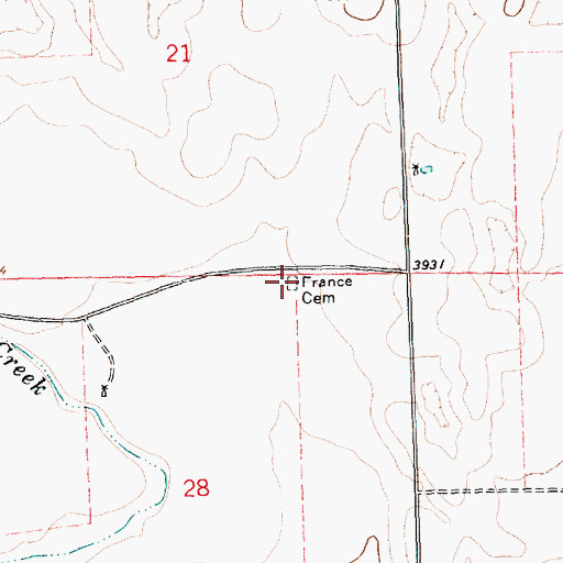 Topographic Map of France Cemetery, CO