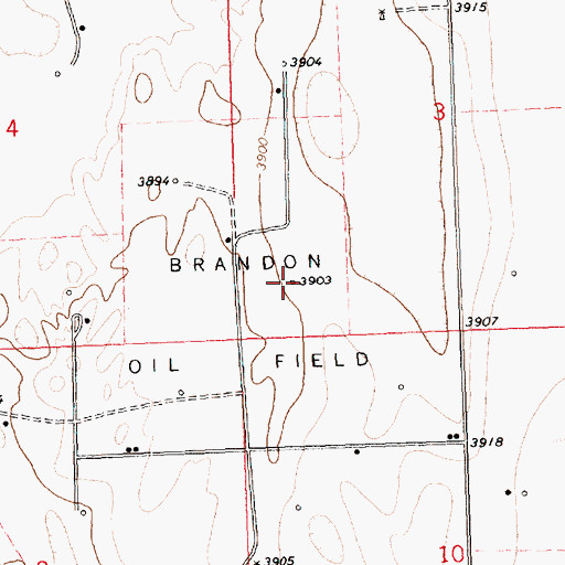 Topographic Map of Brandon Oil Field, CO