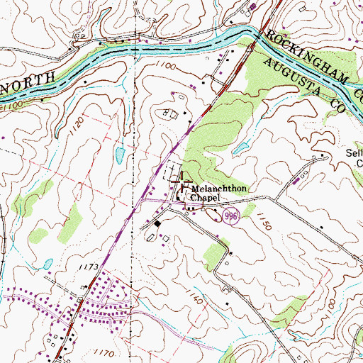 Topographic Map of Melanchthon Lutheran Chapel Cemetery, VA