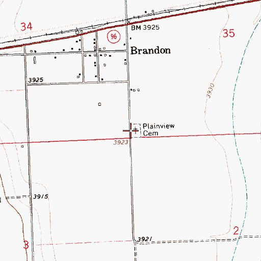 Topographic Map of Plainview Cemetery, CO