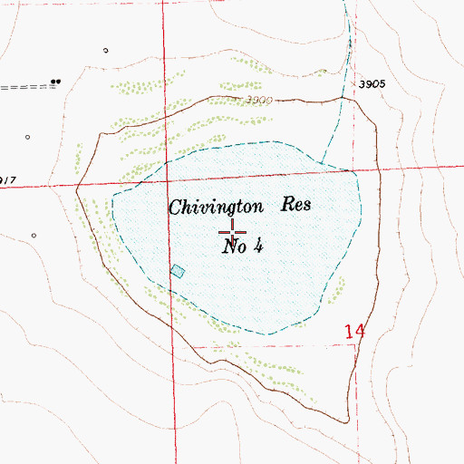 Topographic Map of Chivington Reservoir Number 4, CO