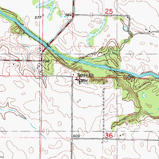 Topographic Map of Berea Christian Cemetery, IL