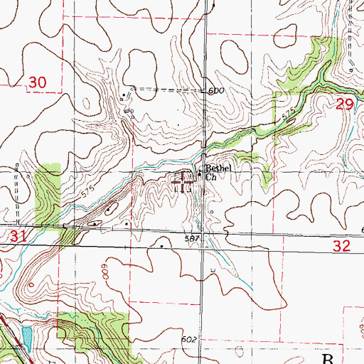 Topographic Map of Bethel Baptist Cemetery, IL