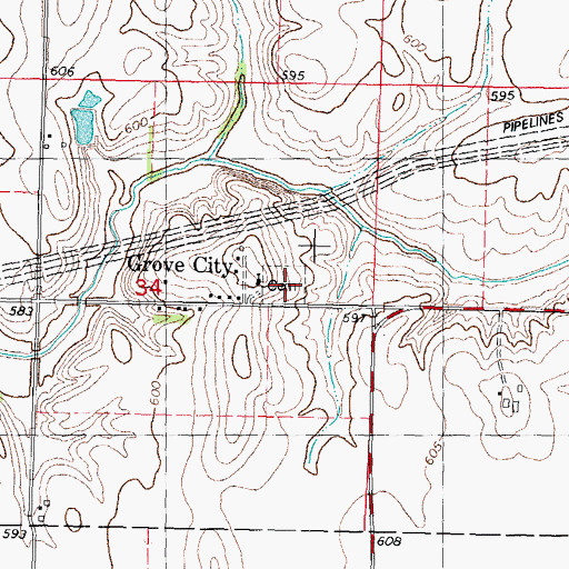 Topographic Map of Grove City Methodist Cemetery, IL