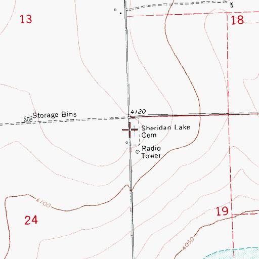 Topographic Map of Sheridan Lake Cemetery, CO