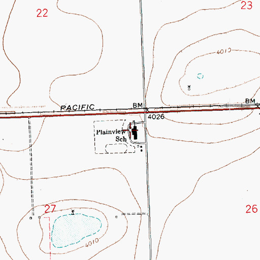 Topographic Map of Plainview School, CO