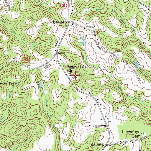 Topographic Map of Beaver Island Cemetery, NC