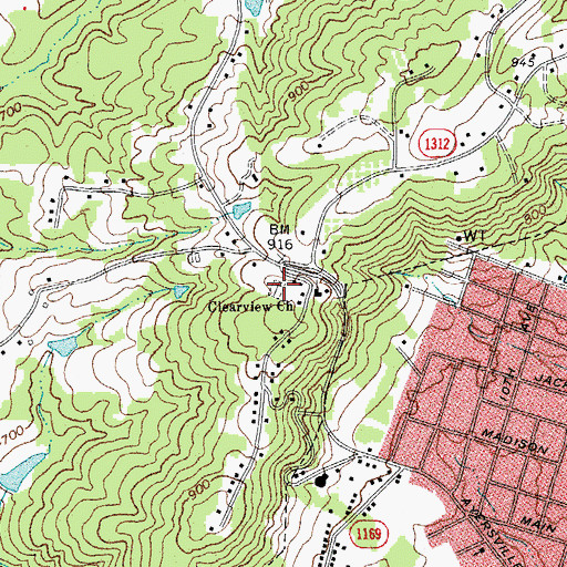 Topographic Map of Clearview Cemetery, NC