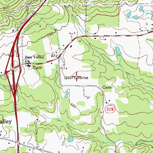 Topographic Map of Dan Valley Golf Club, NC
