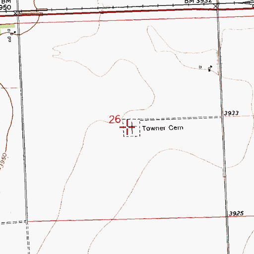 Topographic Map of Towner Cemetery, CO