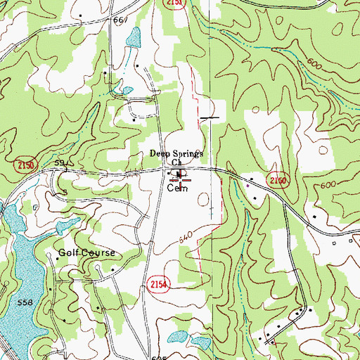 Topographic Map of Deep Springs Cemetery, NC