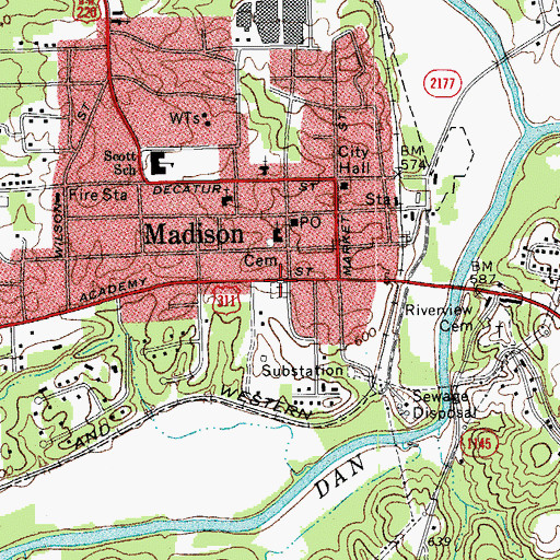 Topographic Map of First Baptist Church of Madison Cemetery, NC