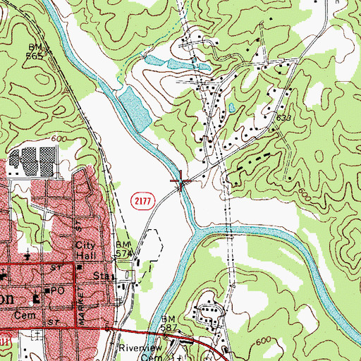 Topographic Map of Madison Covered Bridge, NC