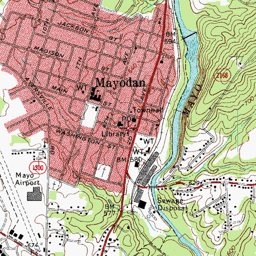 Topographic Map of Mayodan Public Library, NC