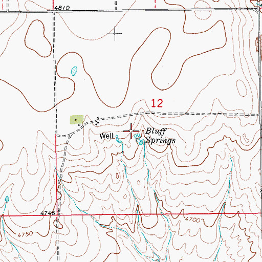 Topographic Map of Bluff Springs, CO