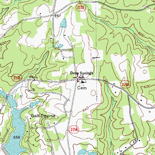 Topographic Map of Deep Springs, NC